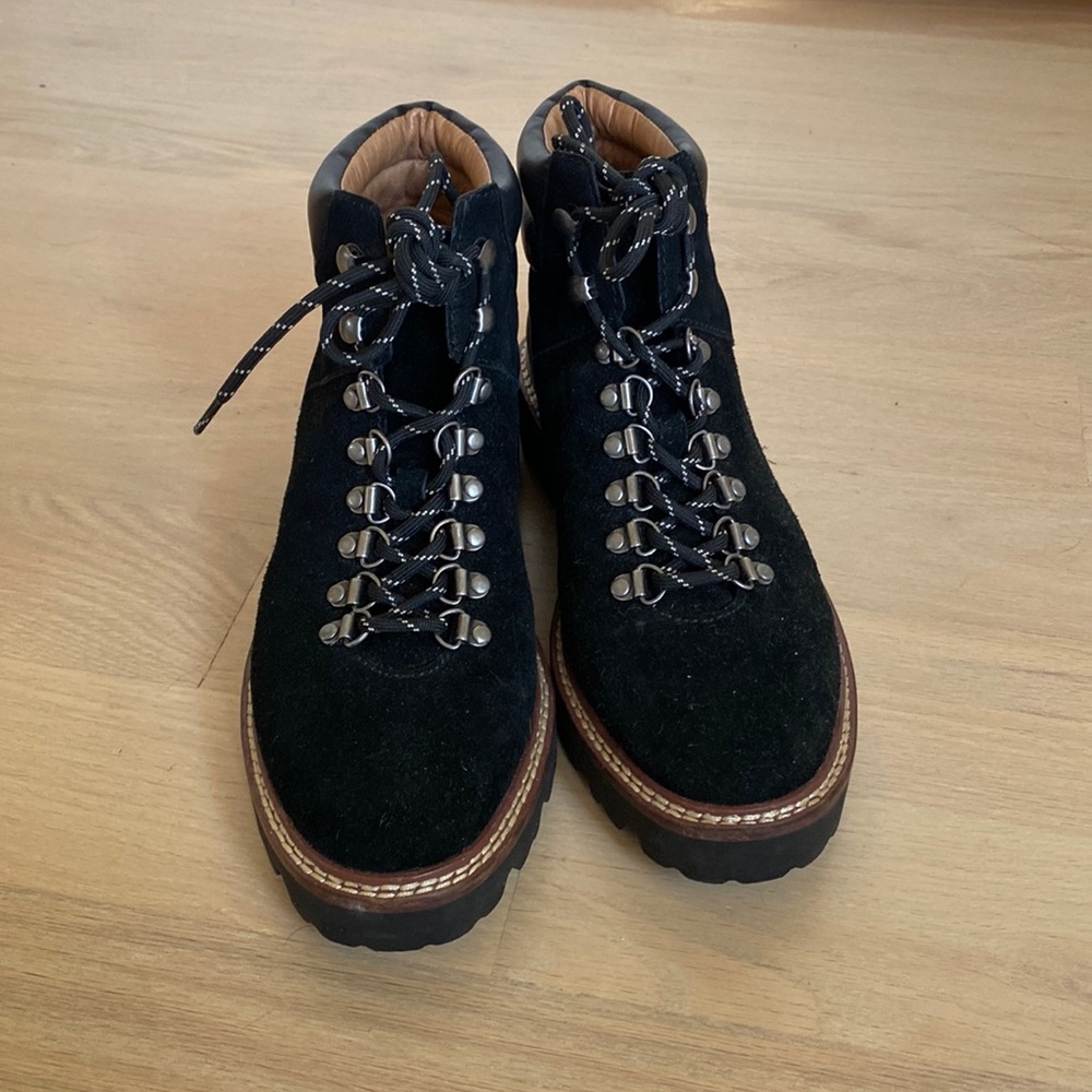 Madewell Citywalk Lugsole Hiker Boots True Black Suede/Leather Cloudlift Lace 7